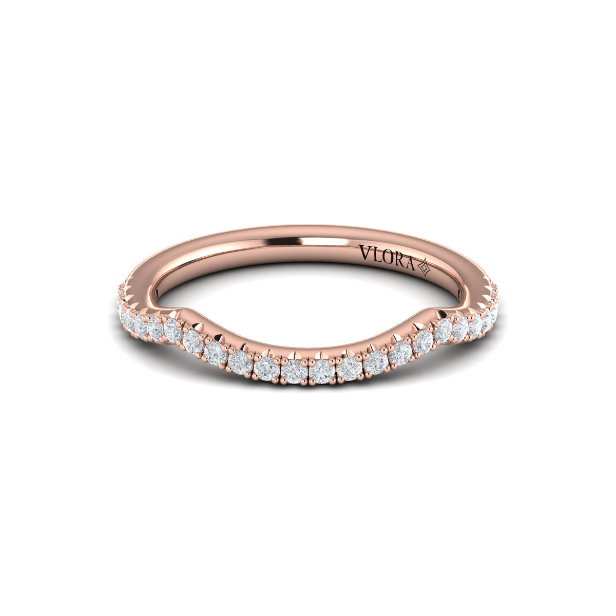 14kt Rose Gold Diamond Womens Matching Wedding Band