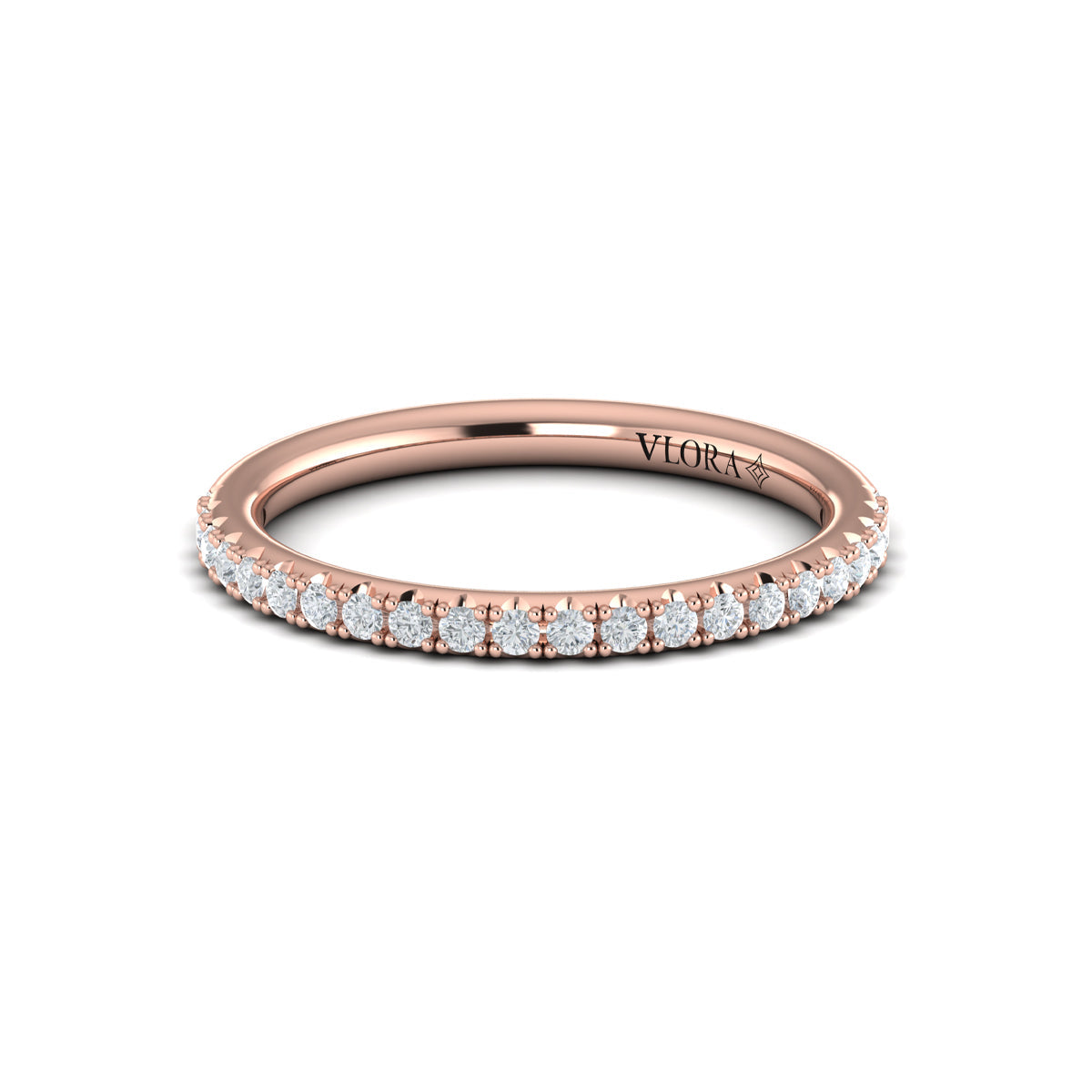 14kt Rose Gold Diamond Womens Matching Wedding Band