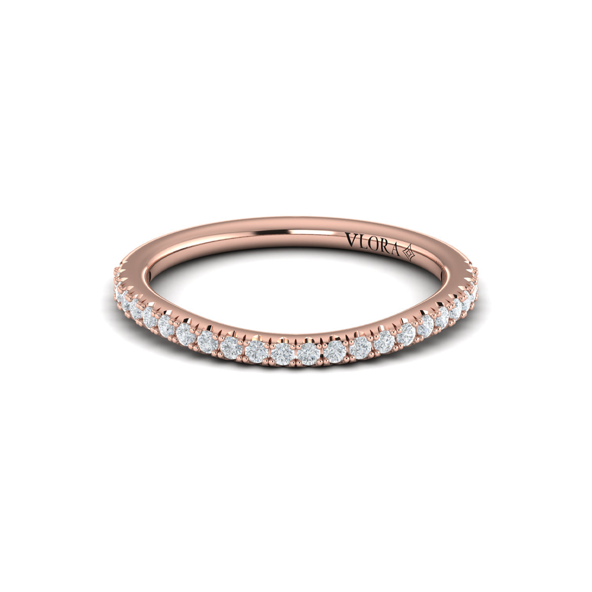 18kt Rose Gold Diamond Womens Matching Wedding Band