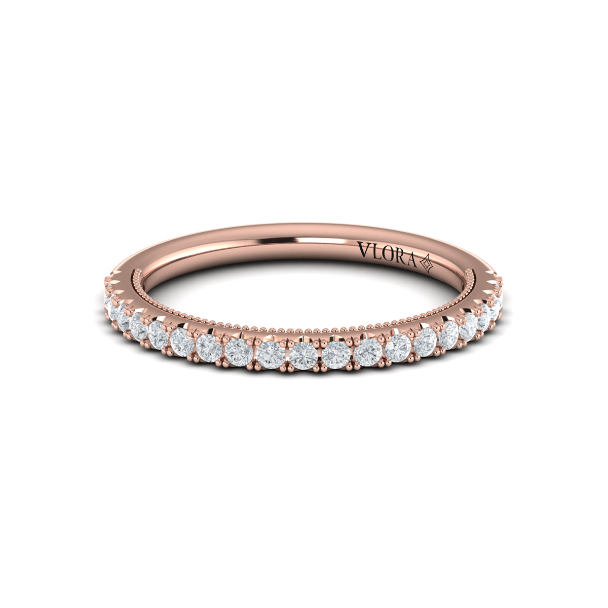 14kt Rose Gold Emerald Cut Diamond Wedding Band