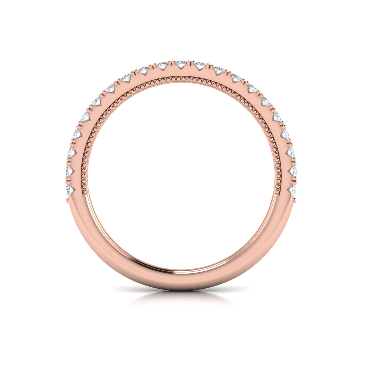 14kt Rose Gold Emerald Cut Diamond Wedding Band