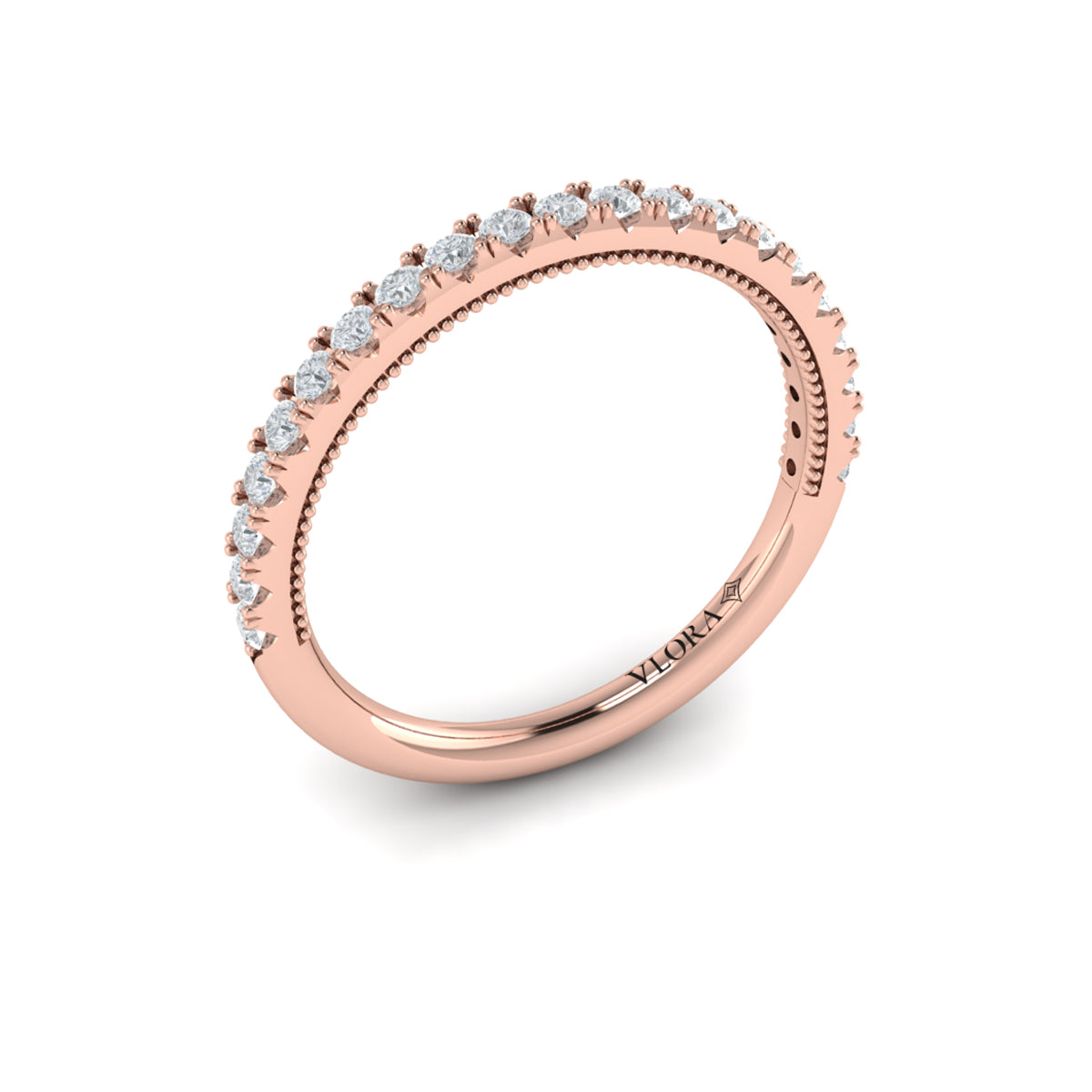 14kt Rose Gold Emerald Cut Diamond Wedding Band