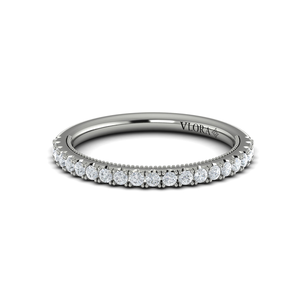 14K White Gold Emerald Cut Diamond Womens Wedding Band