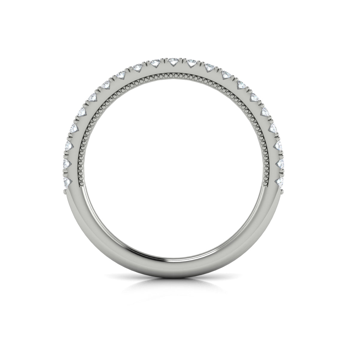 14K White Gold Emerald Cut Diamond Womens Wedding Band
