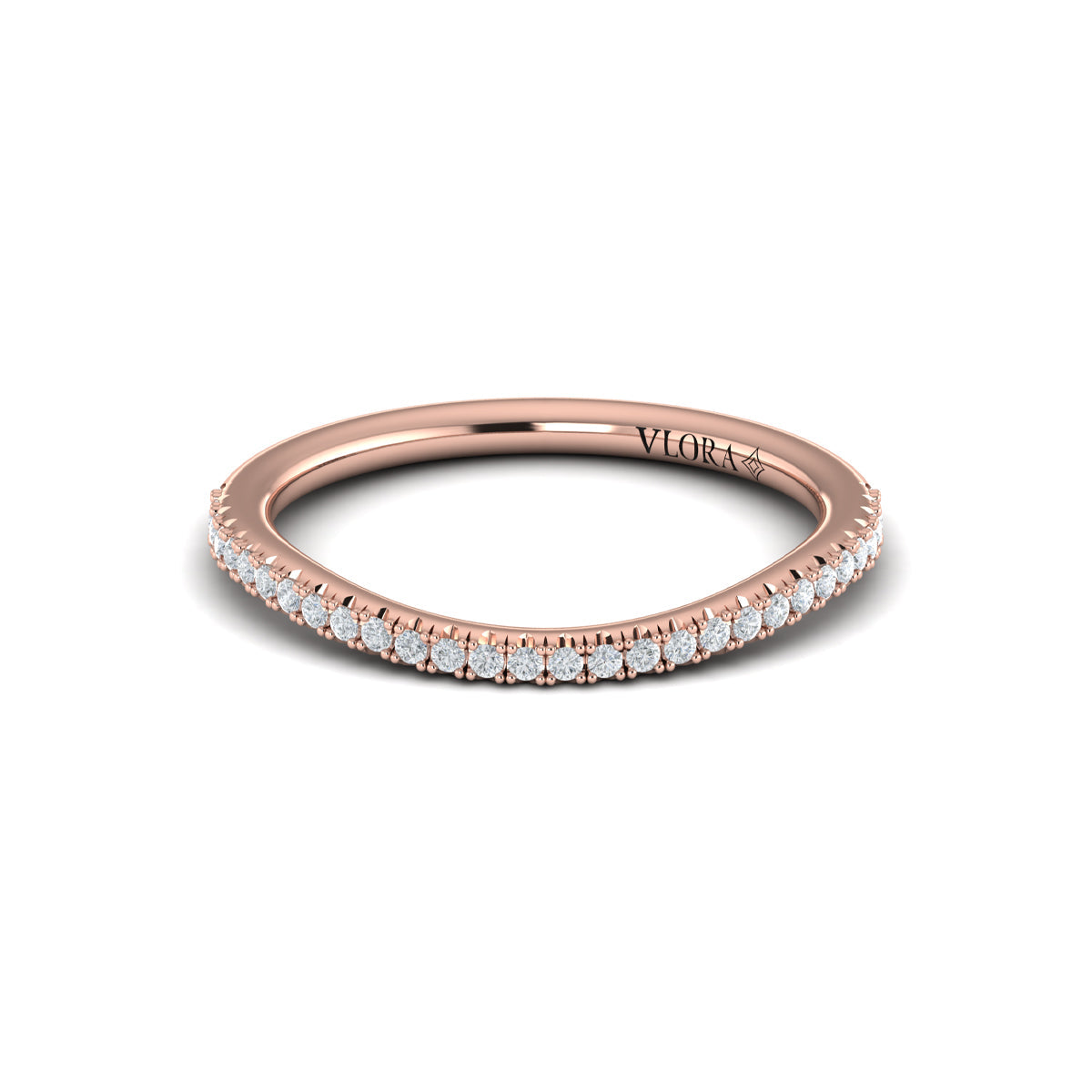 18kt Rose Gold Diamond Womens Matching Wedding Band