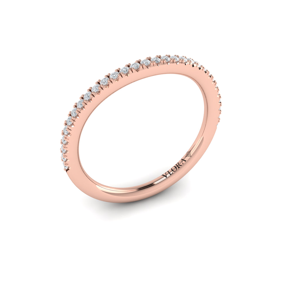 18kt Rose Gold Diamond Womens Matching Wedding Band