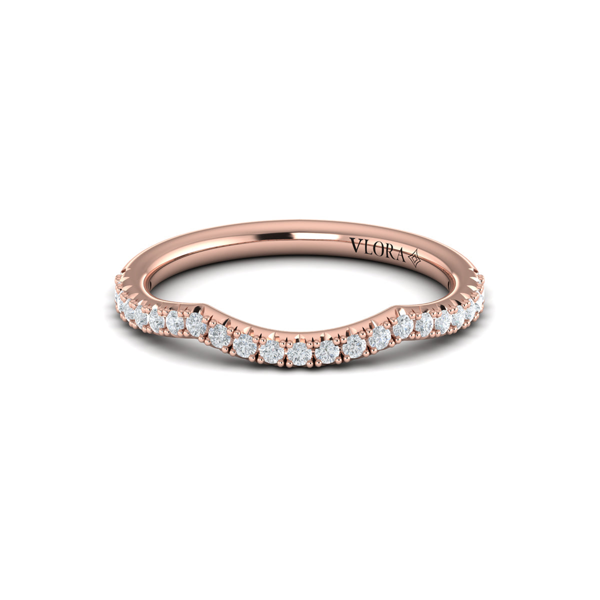 14kt Rose Gold Diamond Womens Matching Wedding Band