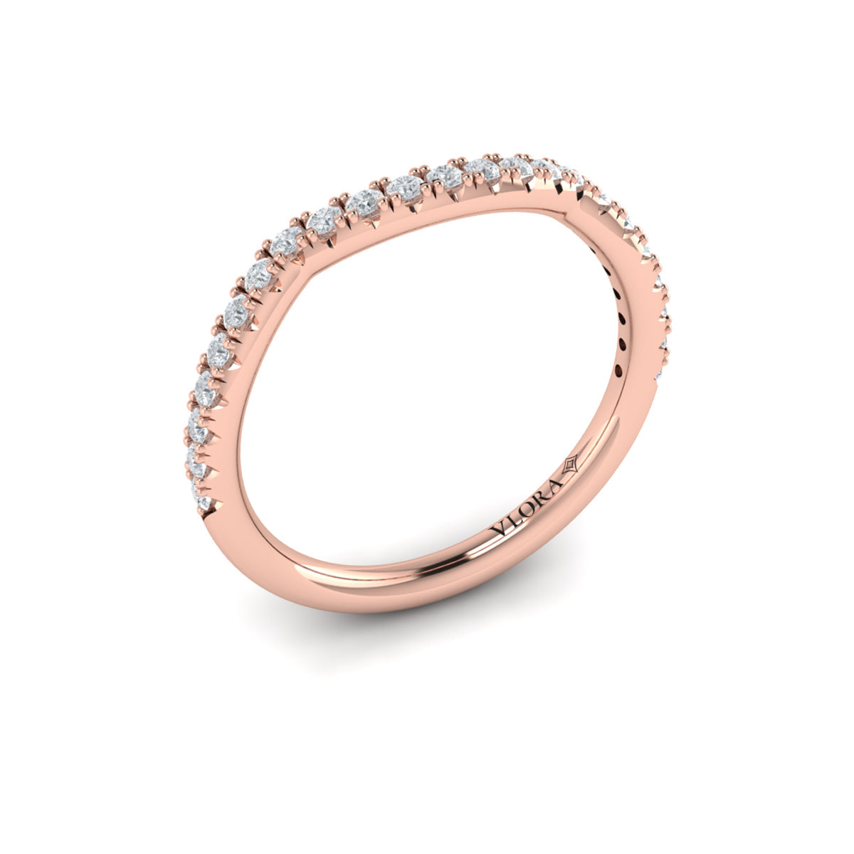 14kt Rose Gold Diamond Womens Matching Wedding Band