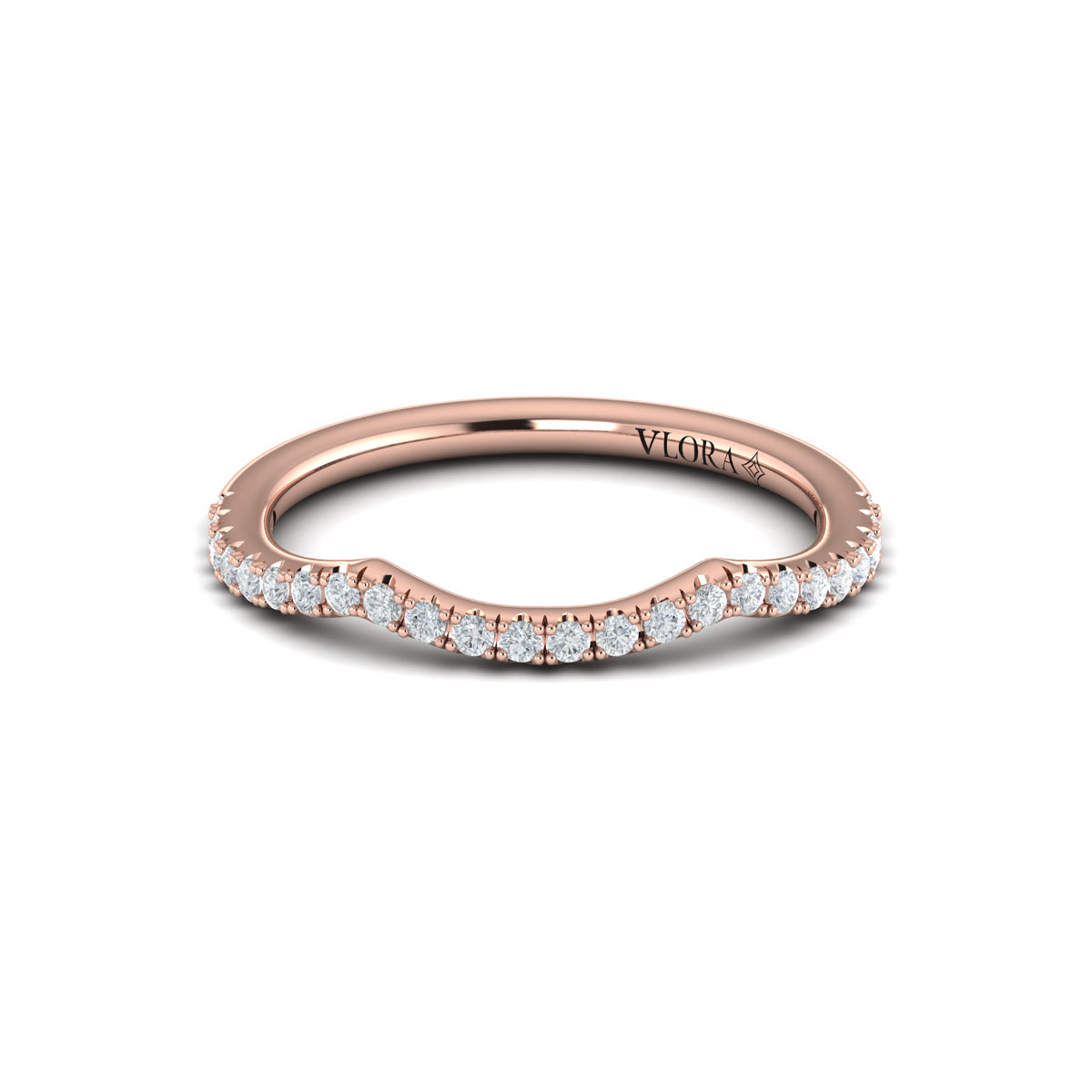 14kt Rose Gold Diamond Womens Matching Wedding Band