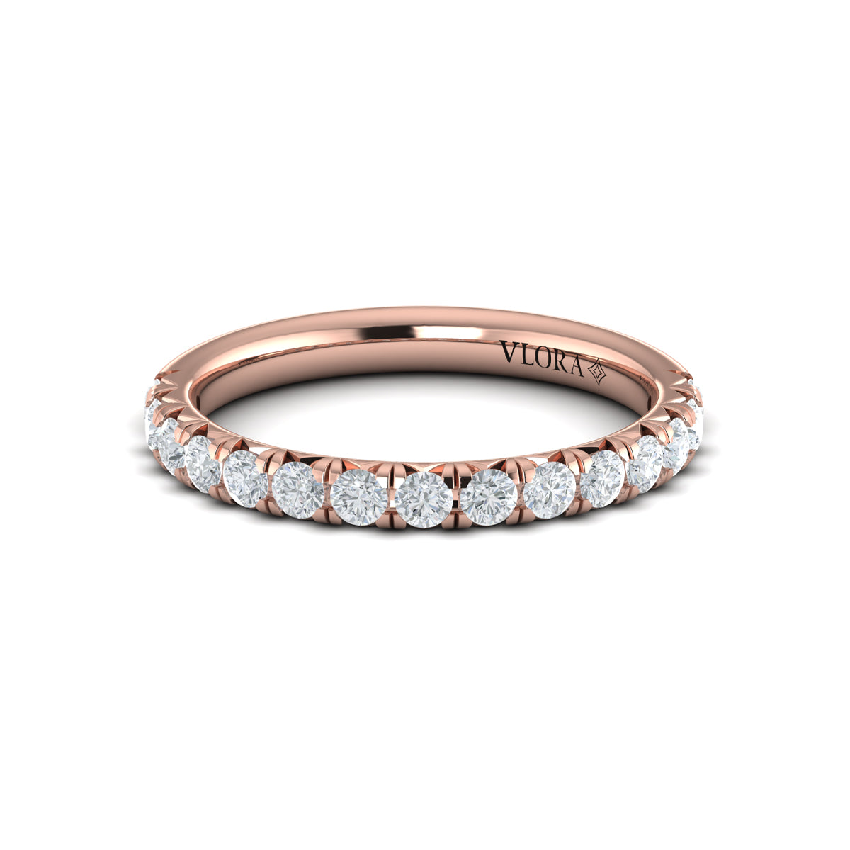 14kt Rose Gold Diamond Womens Matching Wedding Band