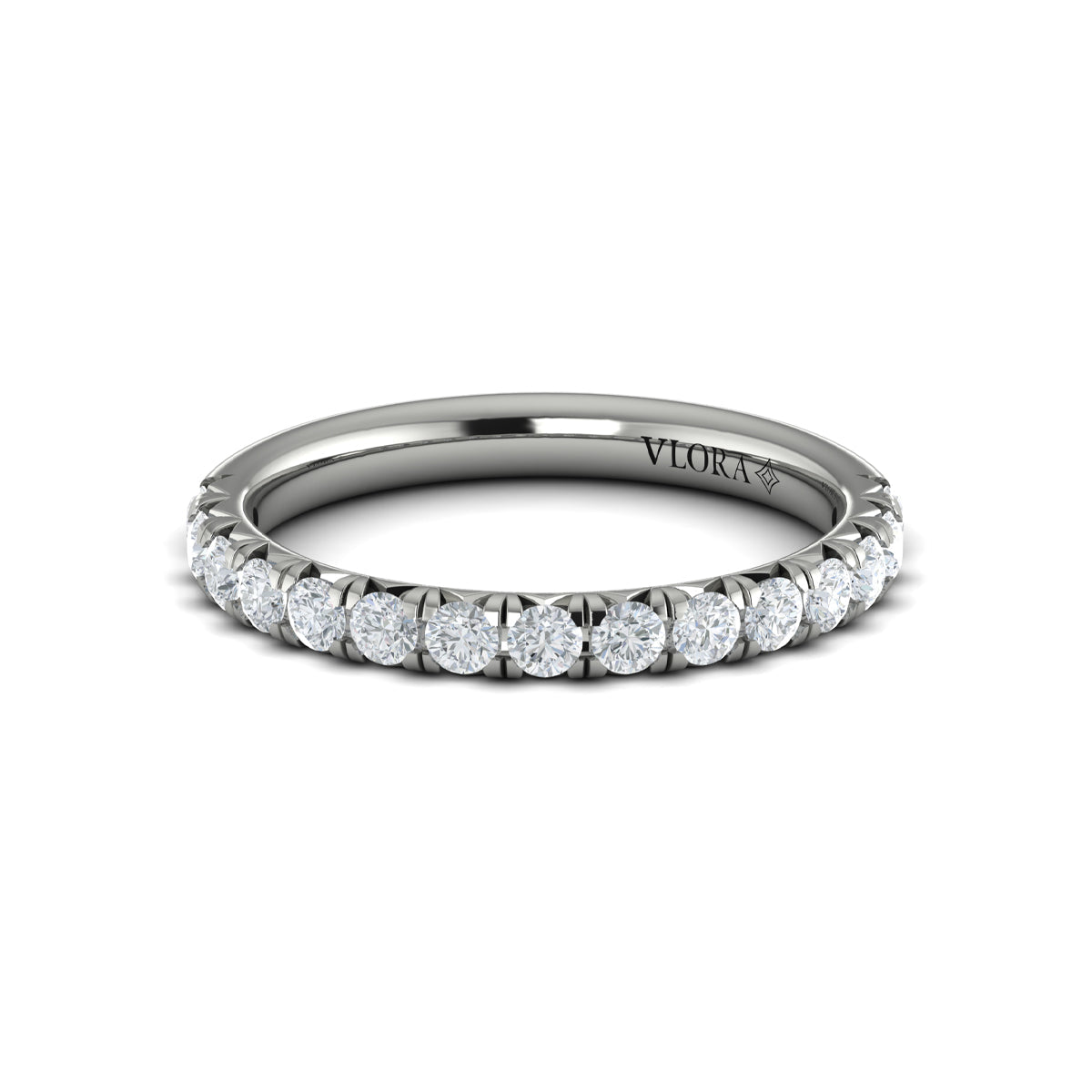 14K White Gold Round Diamond Womens Matching Wedding Band