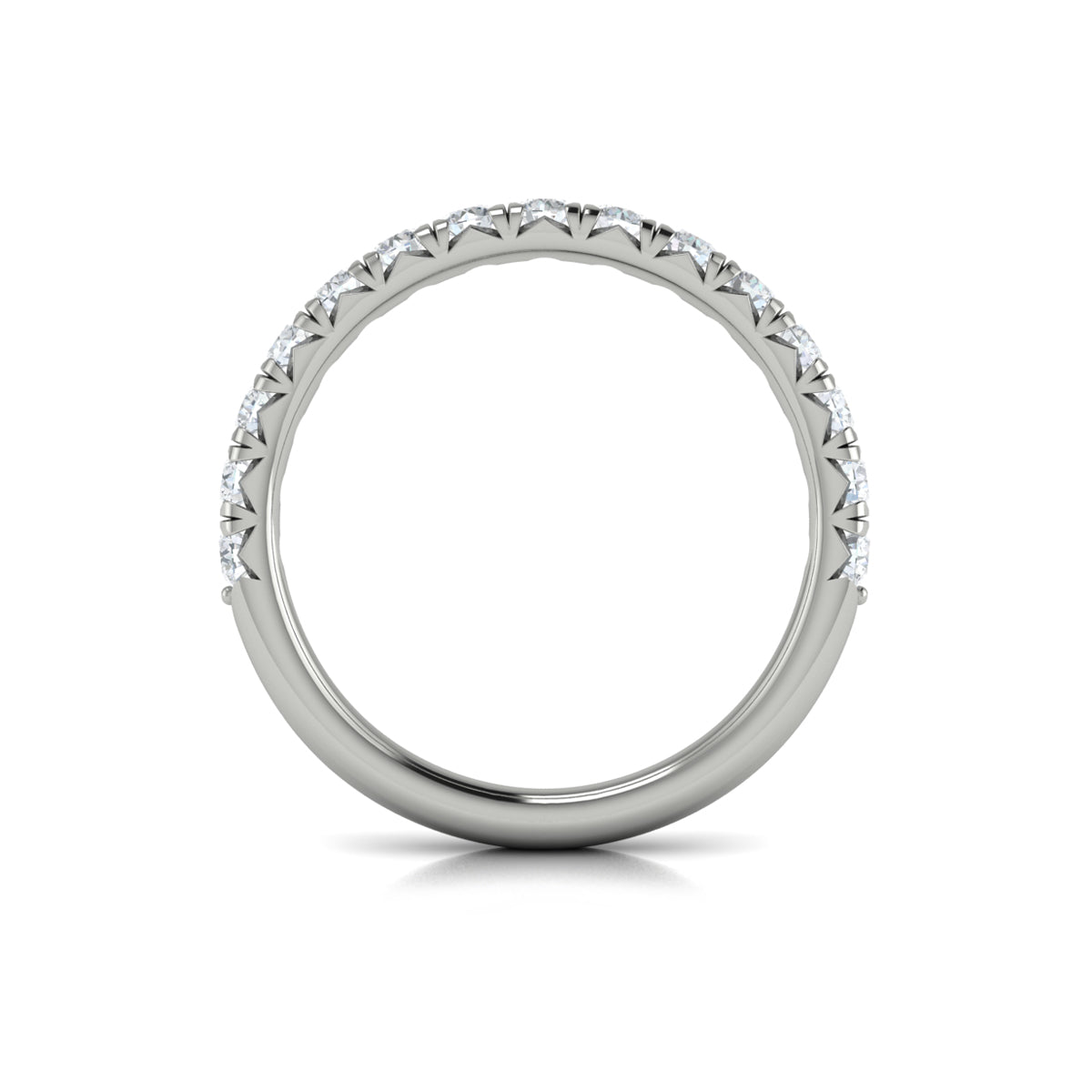 14K White Gold Round Diamond Womens Matching Wedding Band