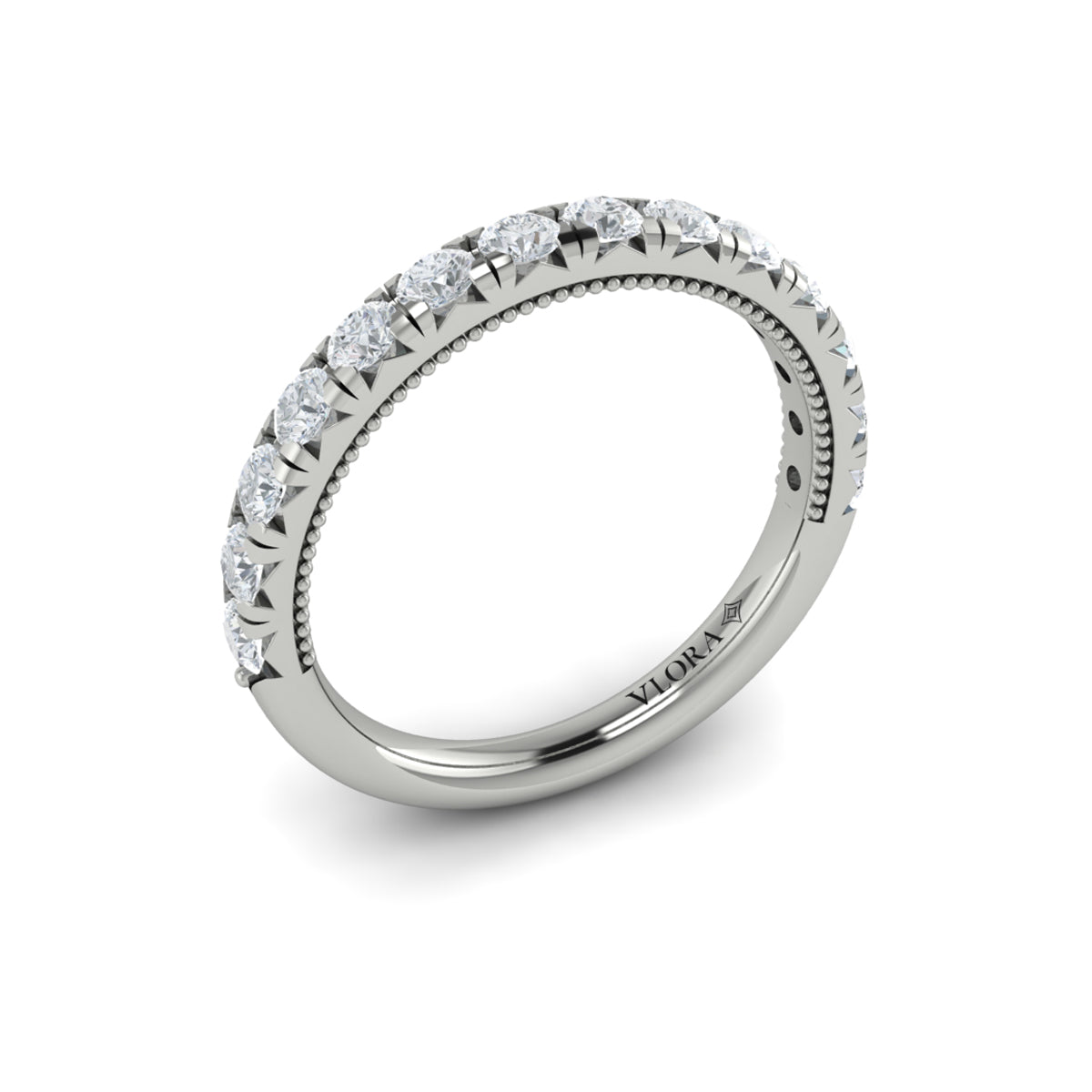 14K White Gold Diamond Womens Wedding Band