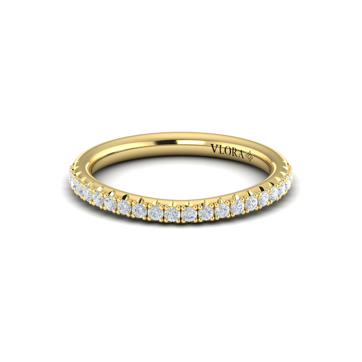 14kt Yellow Gold Pave Diamond Womens Wedding Band