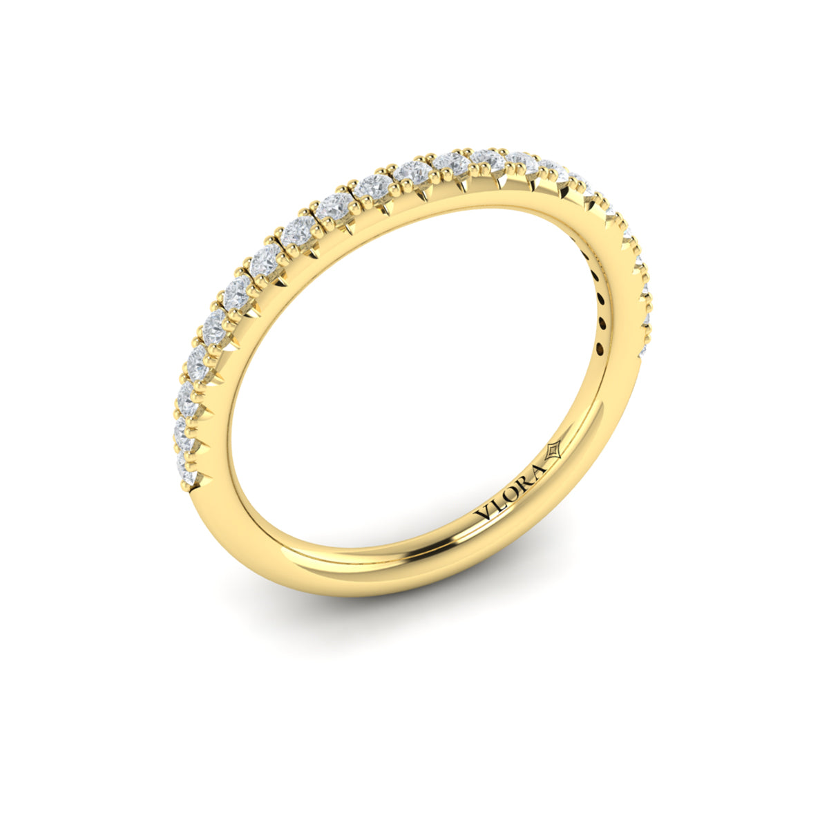 14kt Yellow Gold Pave Diamond Womens Wedding Band