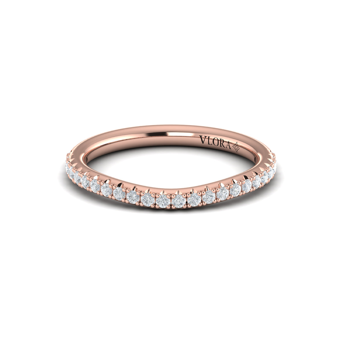 14kt Rose Gold Pave Diamond Womens Matching Wedding Band