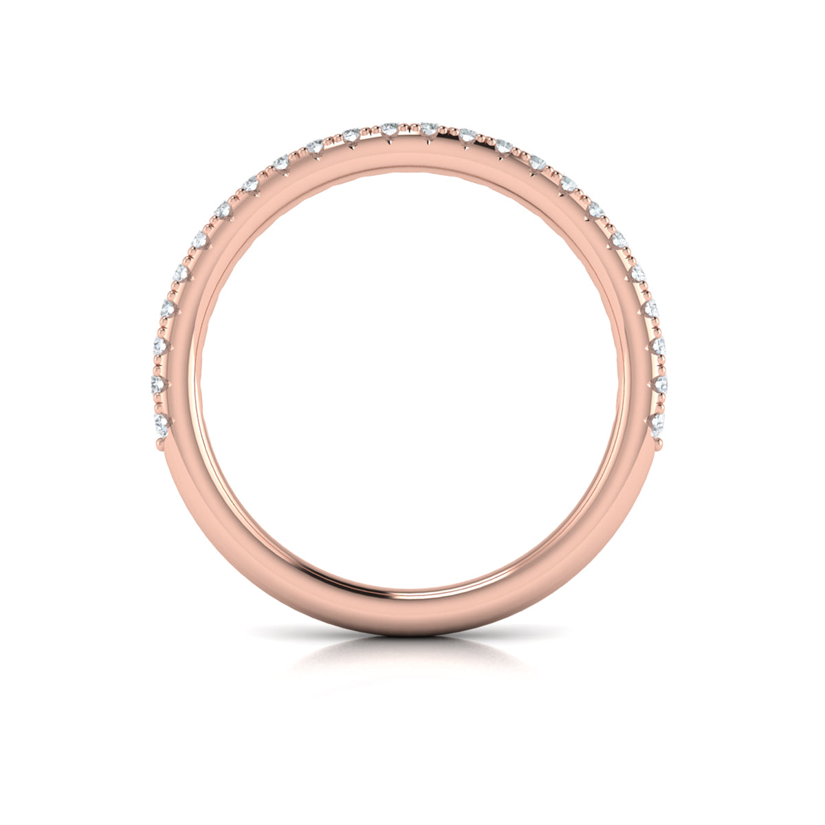 14kt Rose Gold Pave Diamond Womens Matching Wedding Band