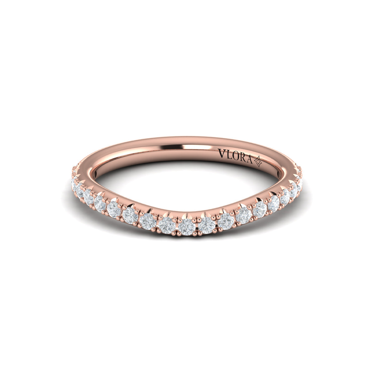 14kt Rose Gold Diamond Womens Matching Wedding Band