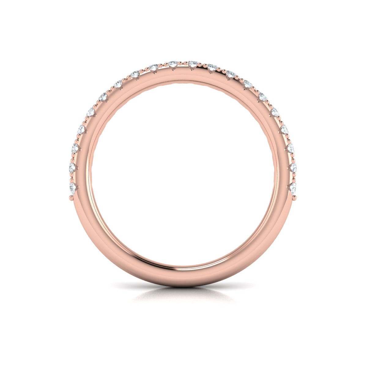 18kt Rose Gold Pave Diamond Womens Matching Wedding Band