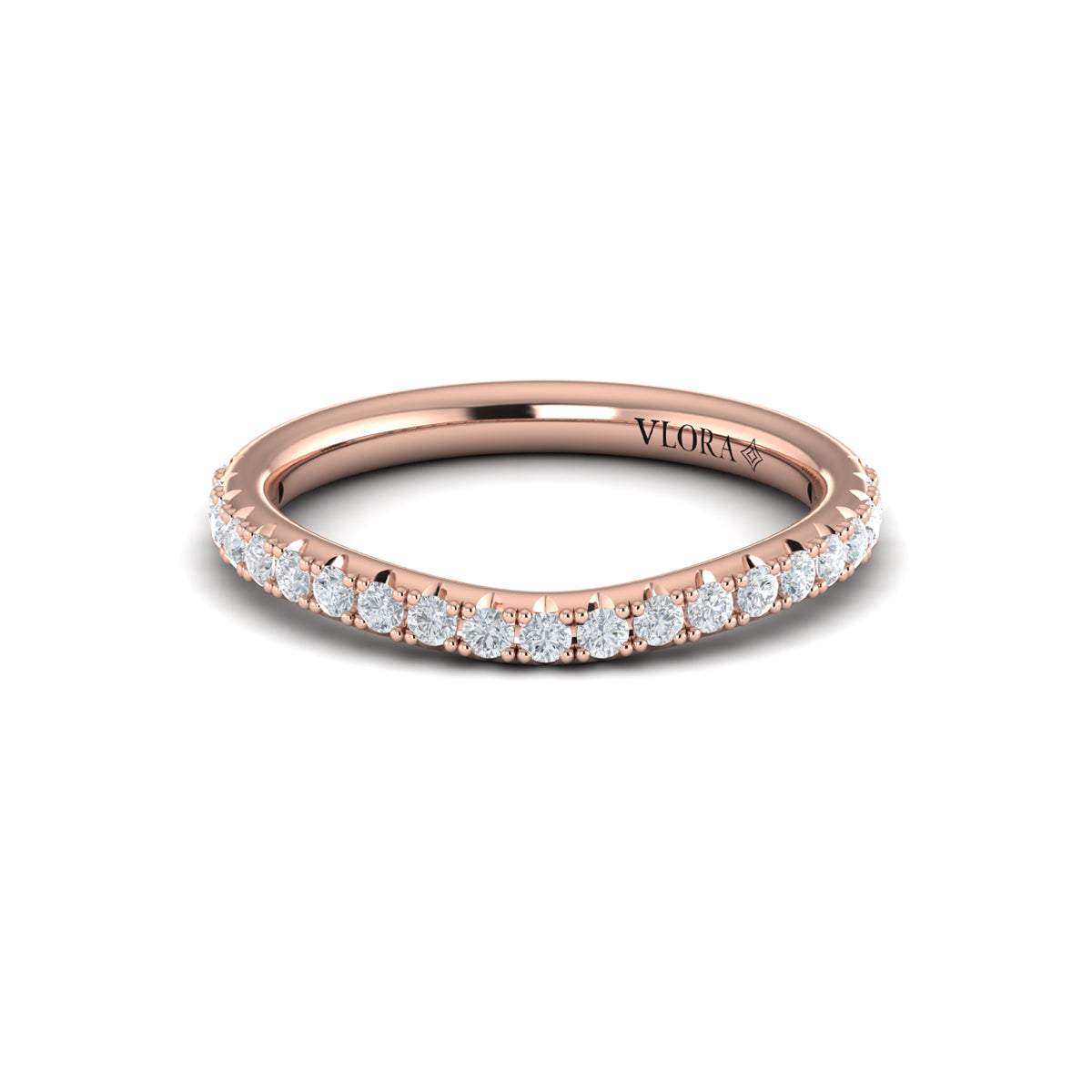 14kt Rose Gold Diamond Womens Matching Wedding Band