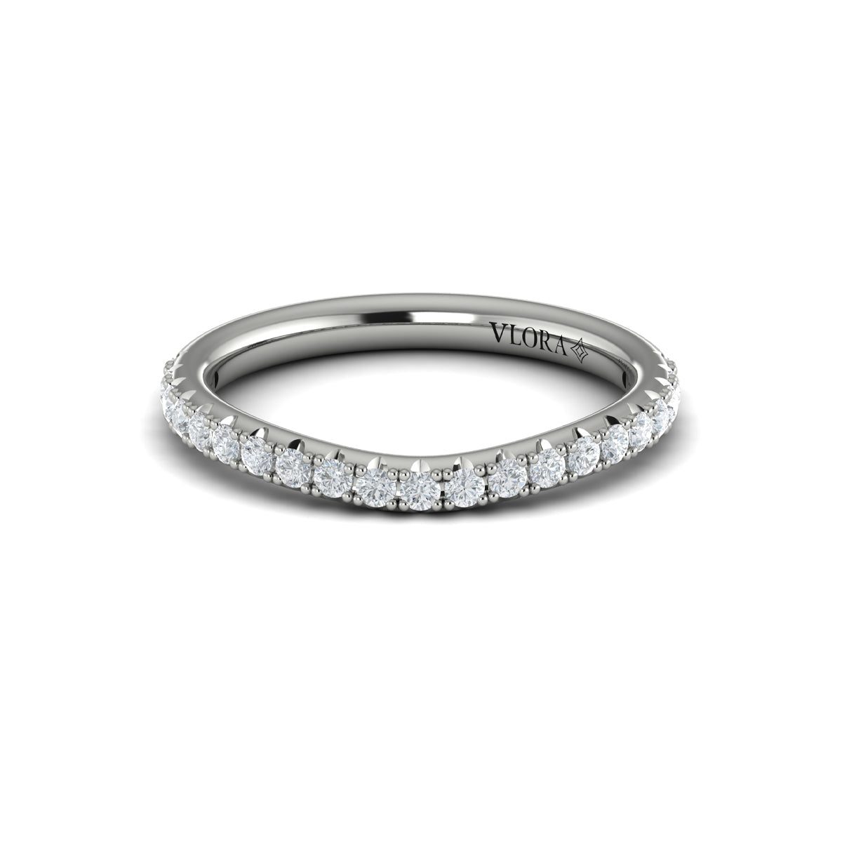 14K White Gold Oval Diamond Womens Wedding Band