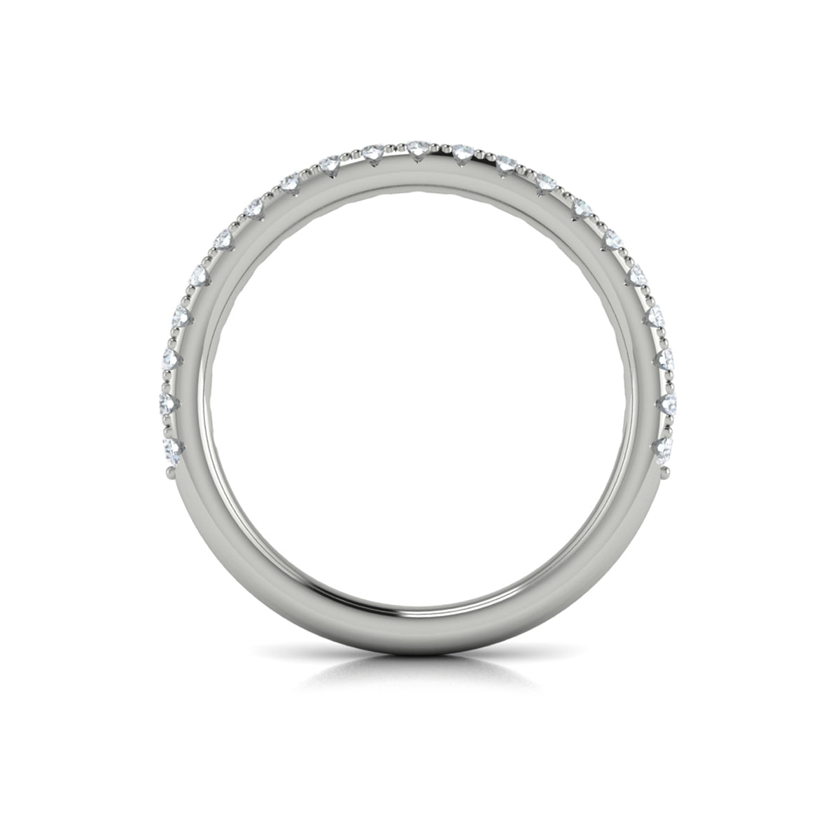 14K White Gold Oval Diamond Womens Wedding Band