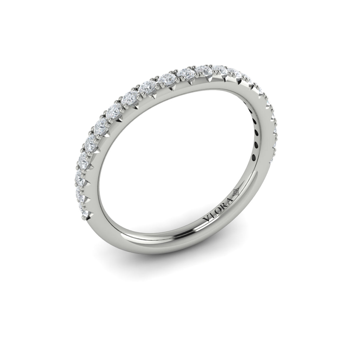 14K White Gold Oval Diamond Womens Wedding Band