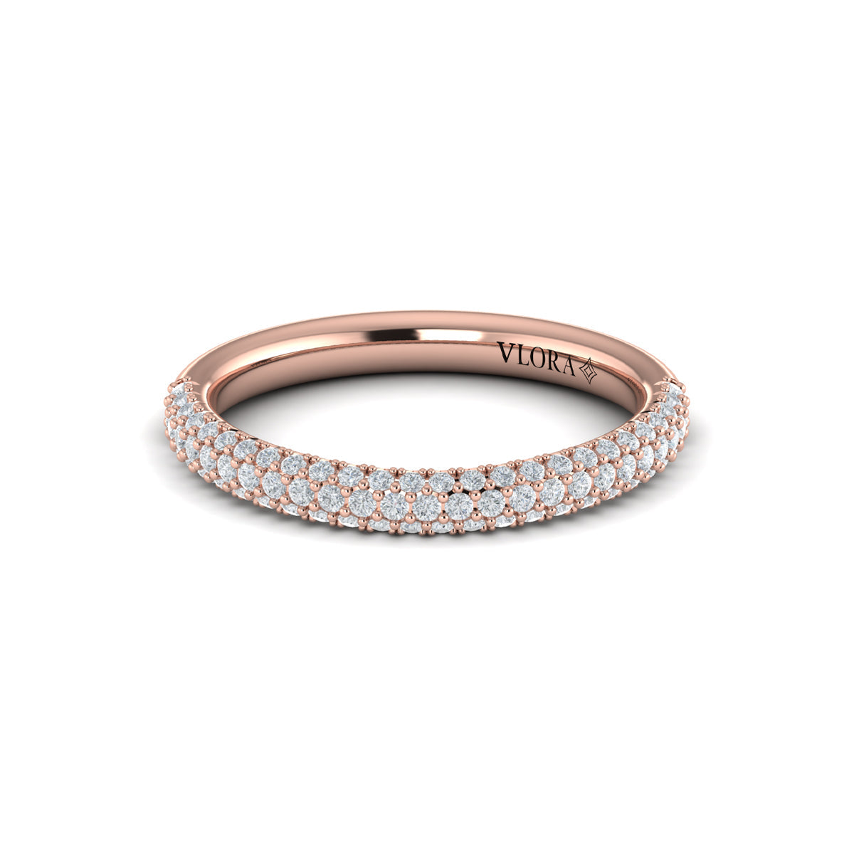 14kt Rose Gold Pave Diamond Womens Wedding Band