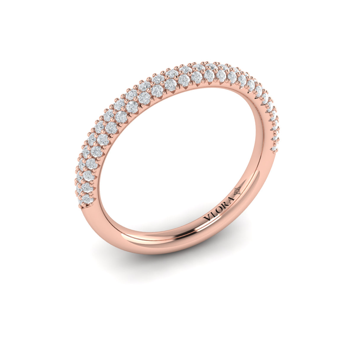 14kt Rose Gold Pave Diamond Womens Wedding Band