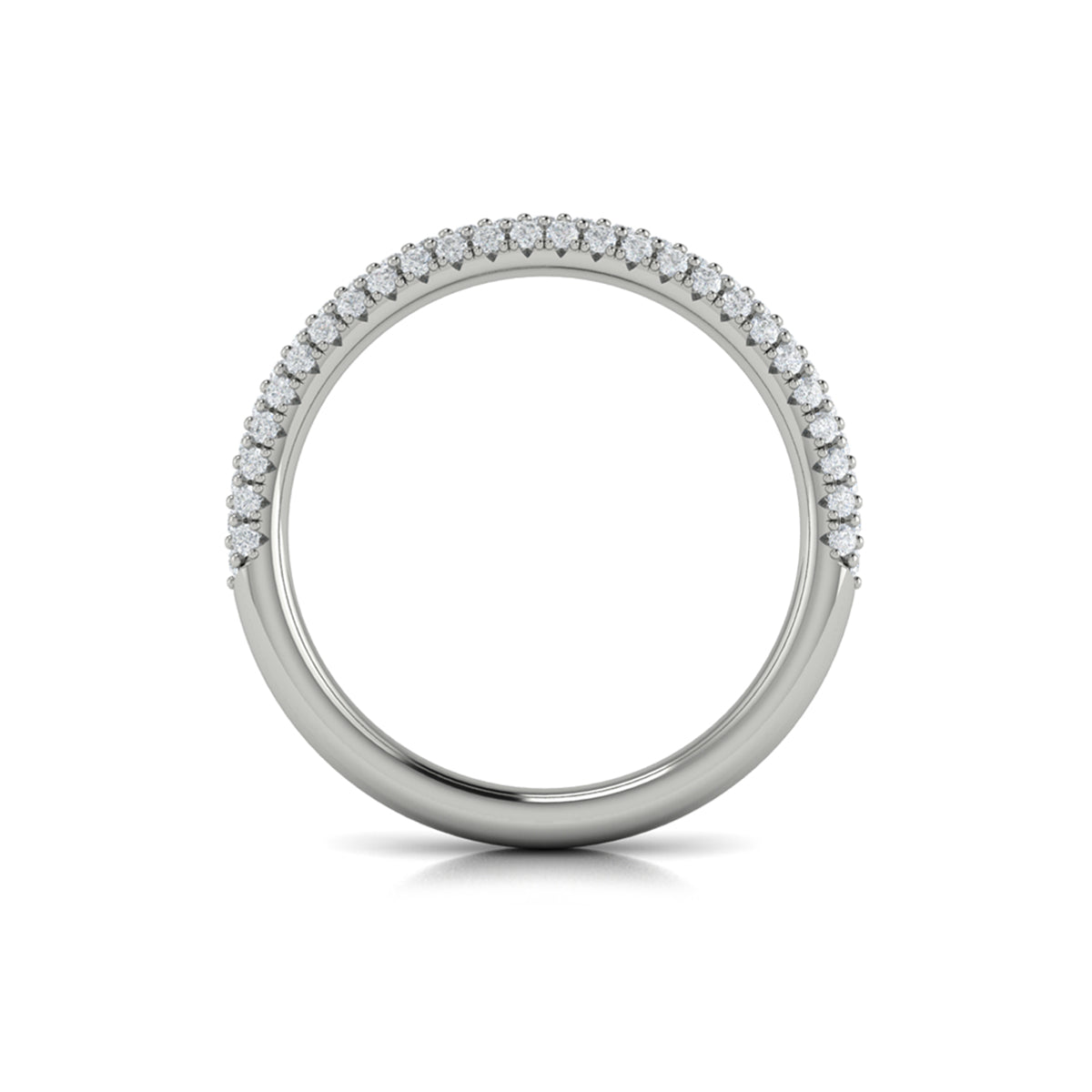 14K White Gold Pave Diamond Womens Wedding Band