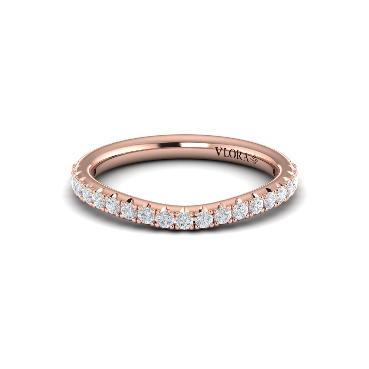 14kt Rose Gold Emerald Cut Womens Wedding Band