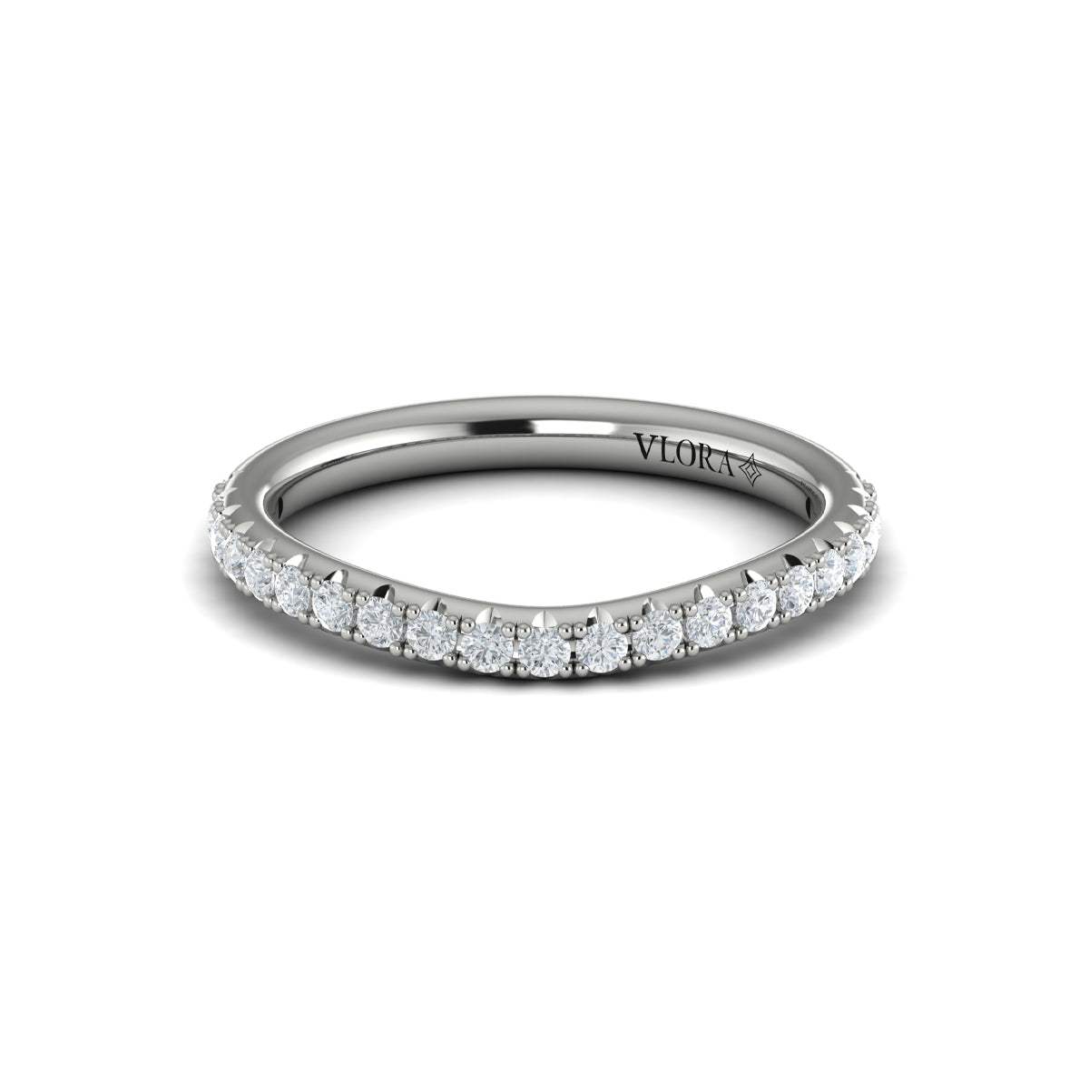 14K White Gold Emerald Cut Diamond Womens Wedding Band
