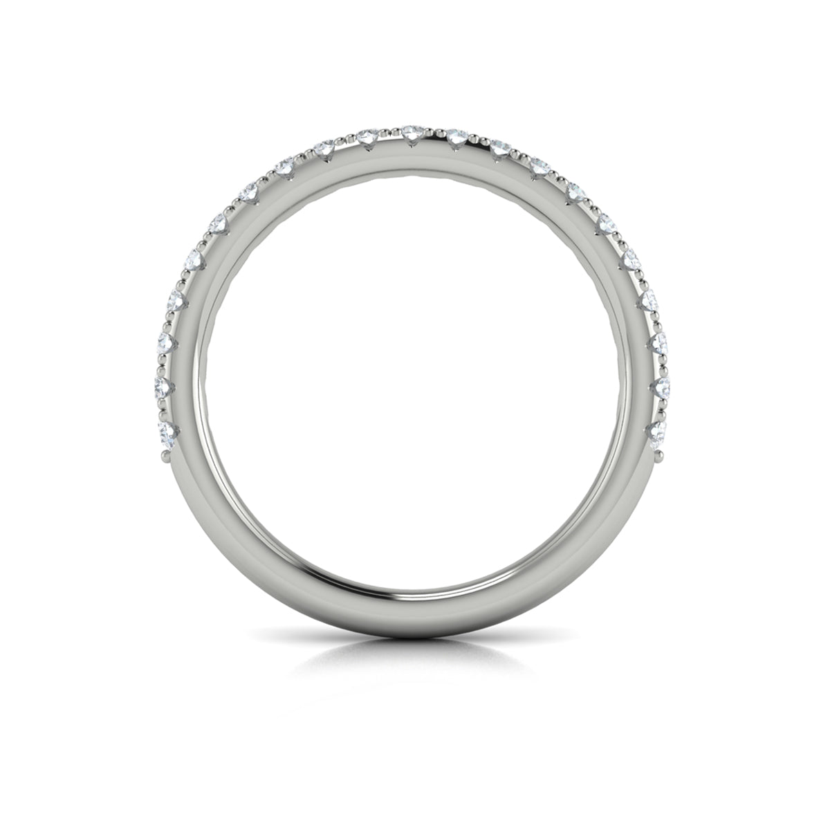14K White Gold Emerald Cut Diamond Womens Wedding Band