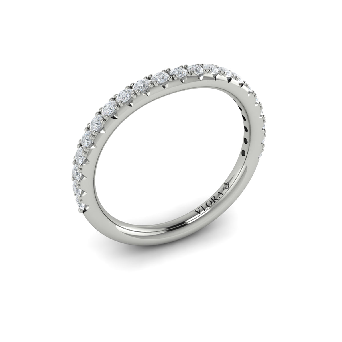 14K White Gold Emerald Cut Diamond Womens Wedding Band