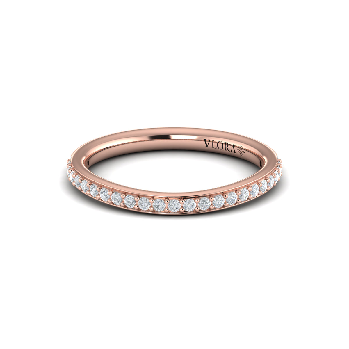14kt Rose Gold Diamond Womens Matching Wedding Band