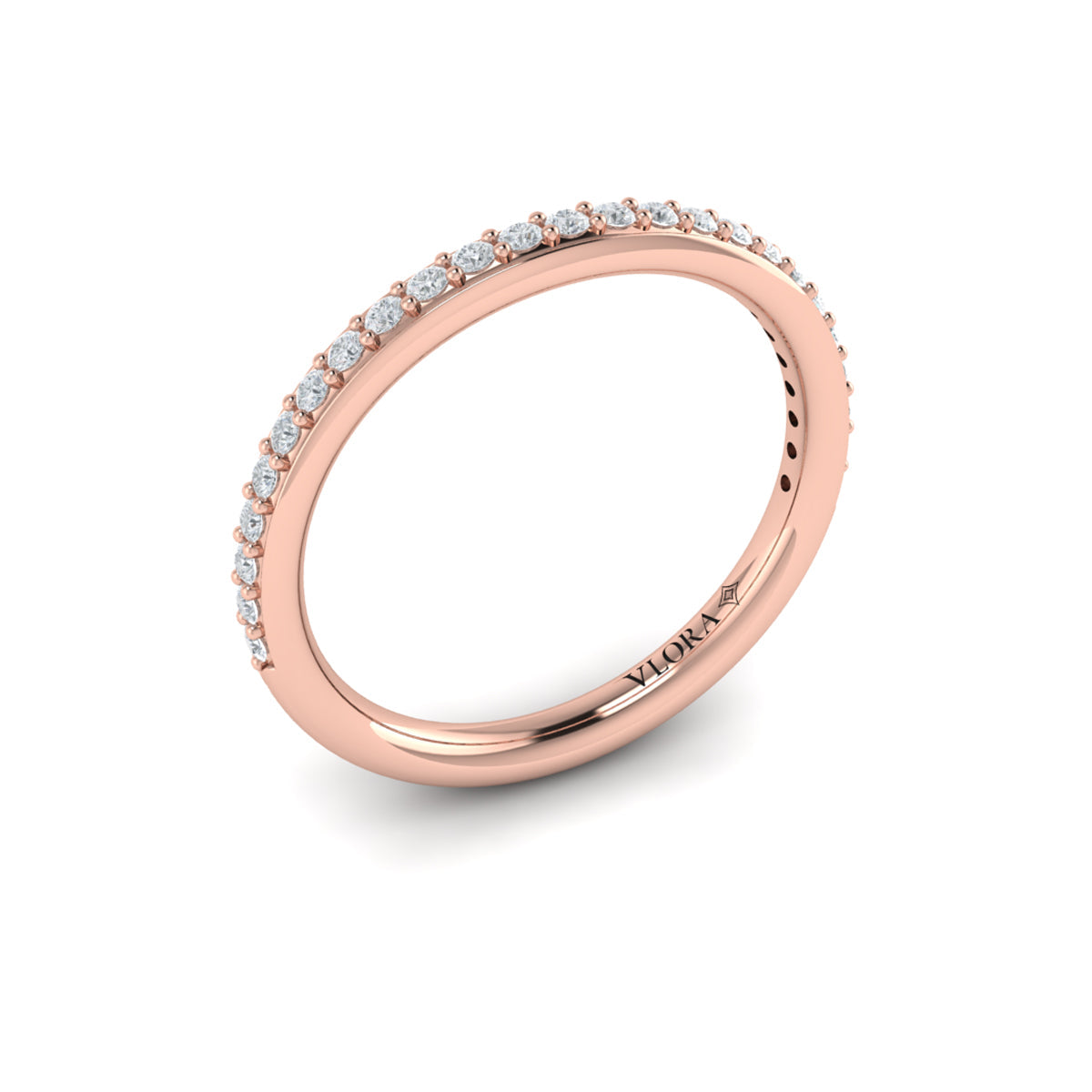 14kt Rose Gold Diamond Womens Matching Wedding Band