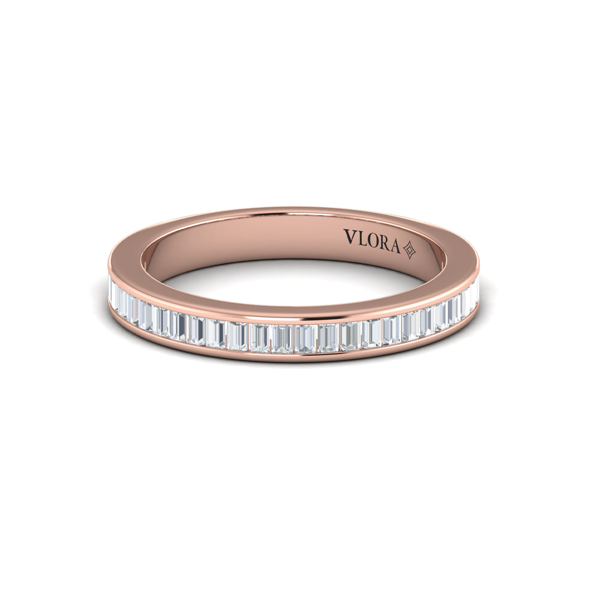 18kt Rose Gold Womens Diamond Matching Wedding Band