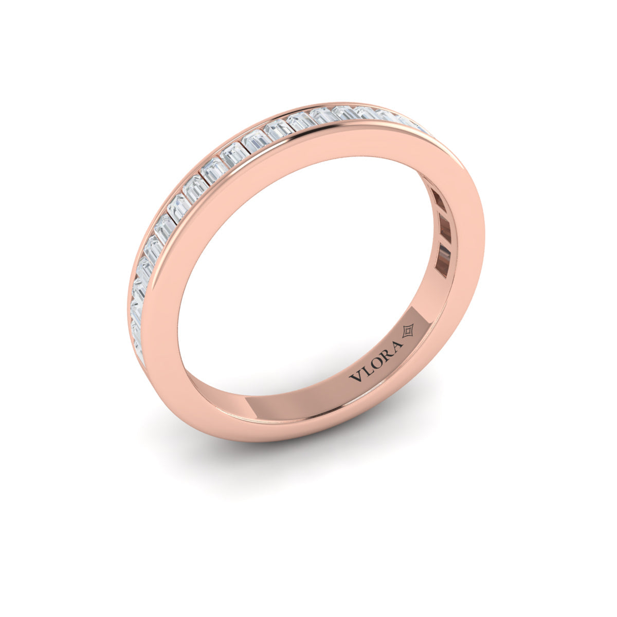 18kt Rose Gold Womens Diamond Matching Wedding Band