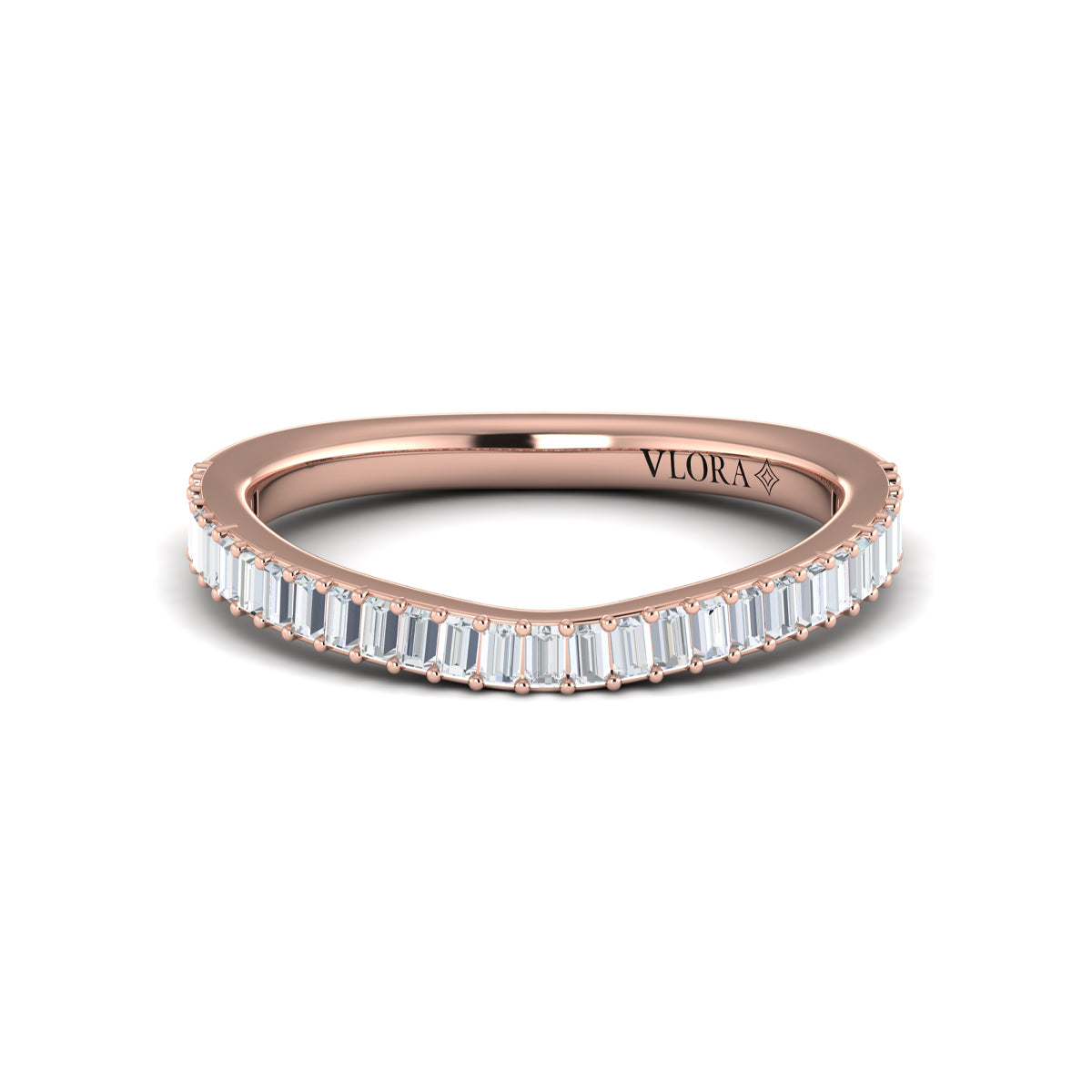 14kt Rose Gold Diamond Womens Matching Wedding Band