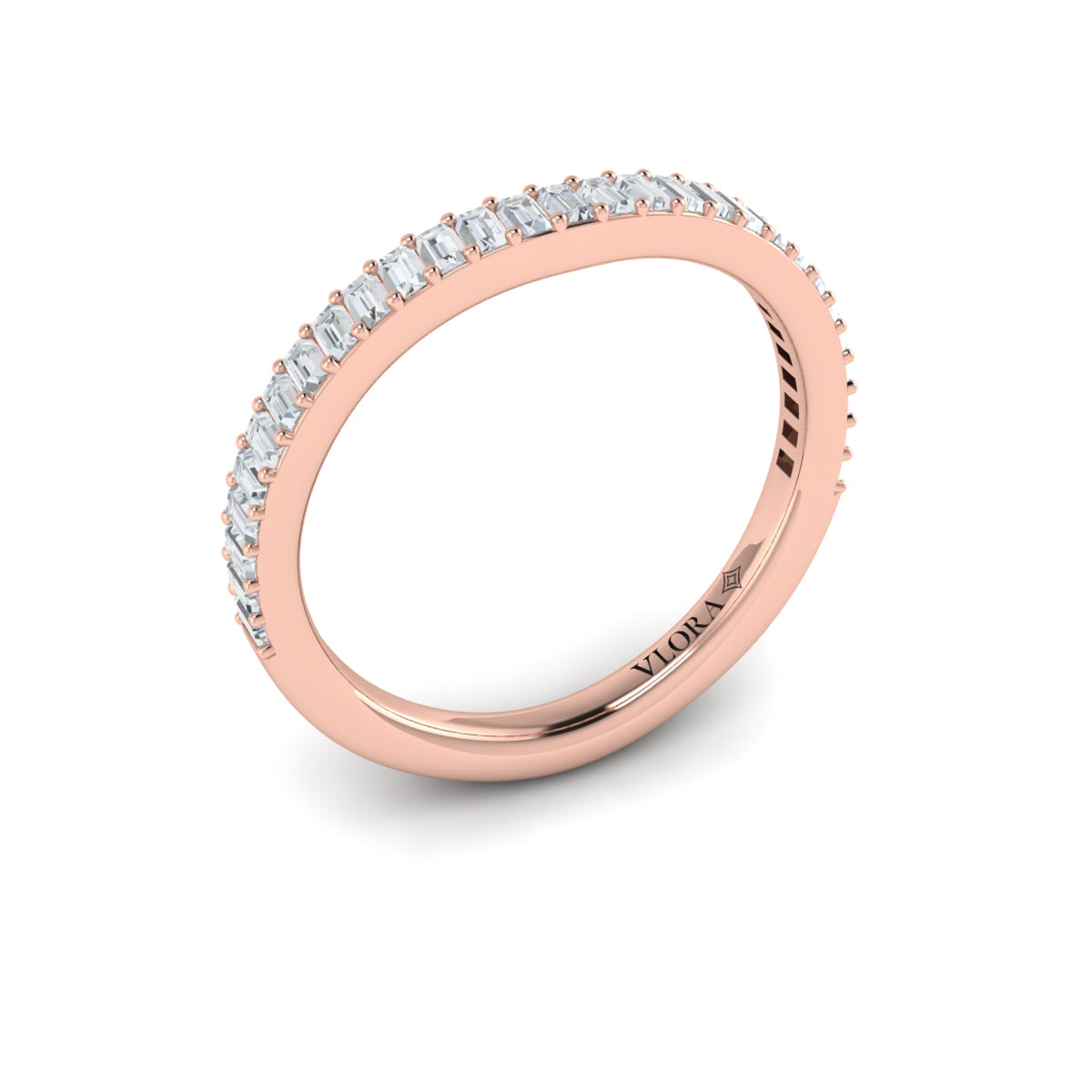 14kt Rose Gold Diamond Womens Matching Wedding Band