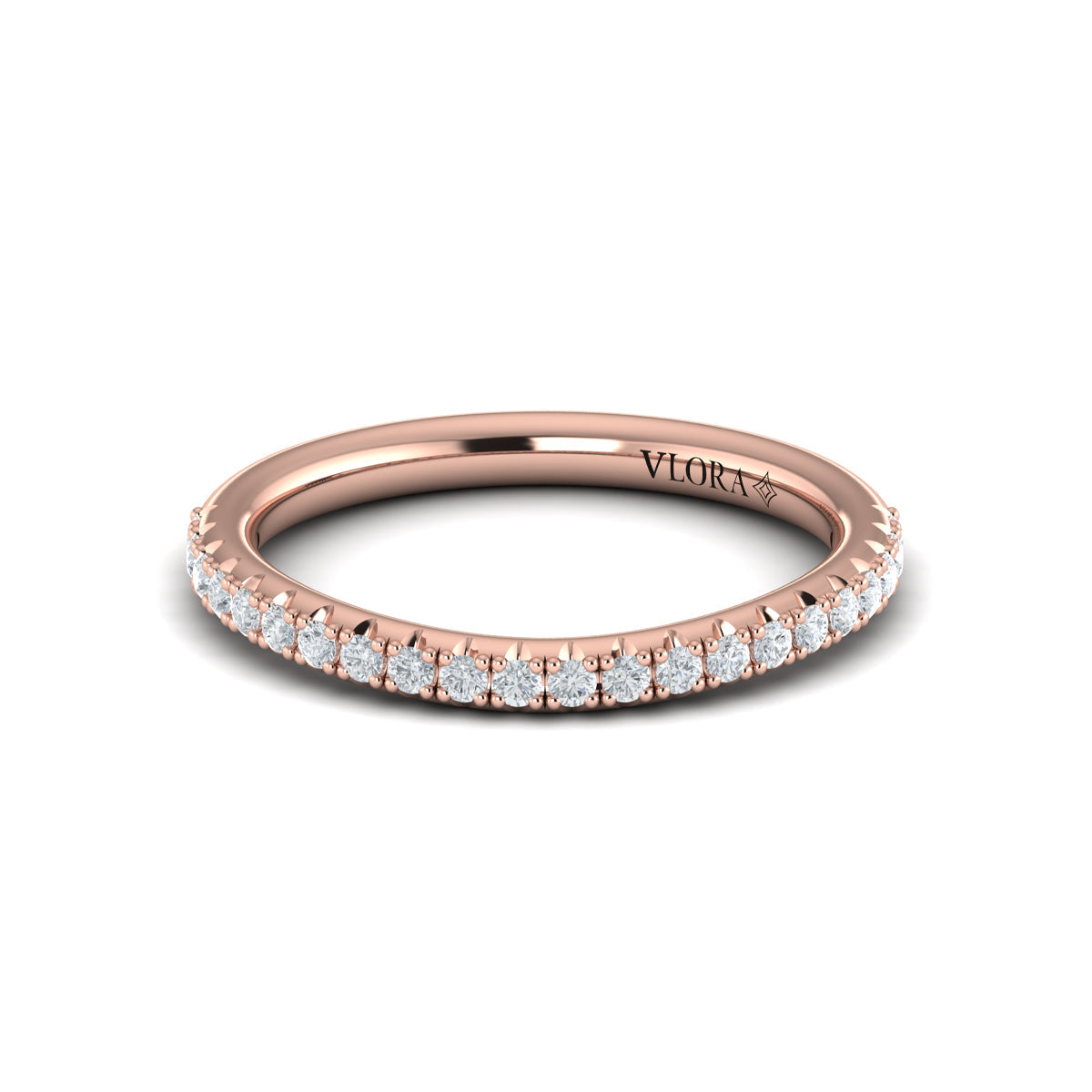 14kt Rose Gold Diamond Womens Matching Wedding Band