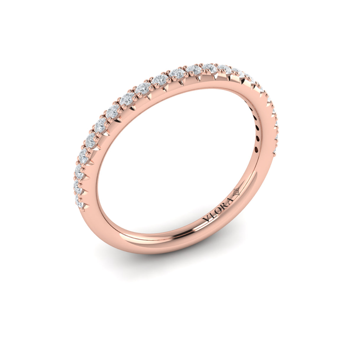 14kt Rose Gold Diamond Womens Matching Wedding Band