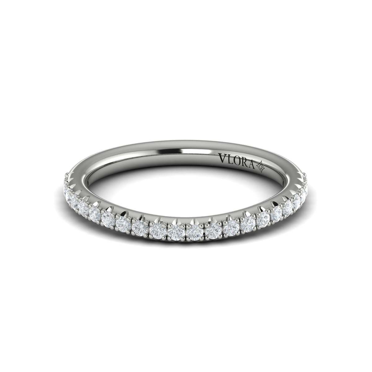 14K White Gold Diamond Womens Matching Band