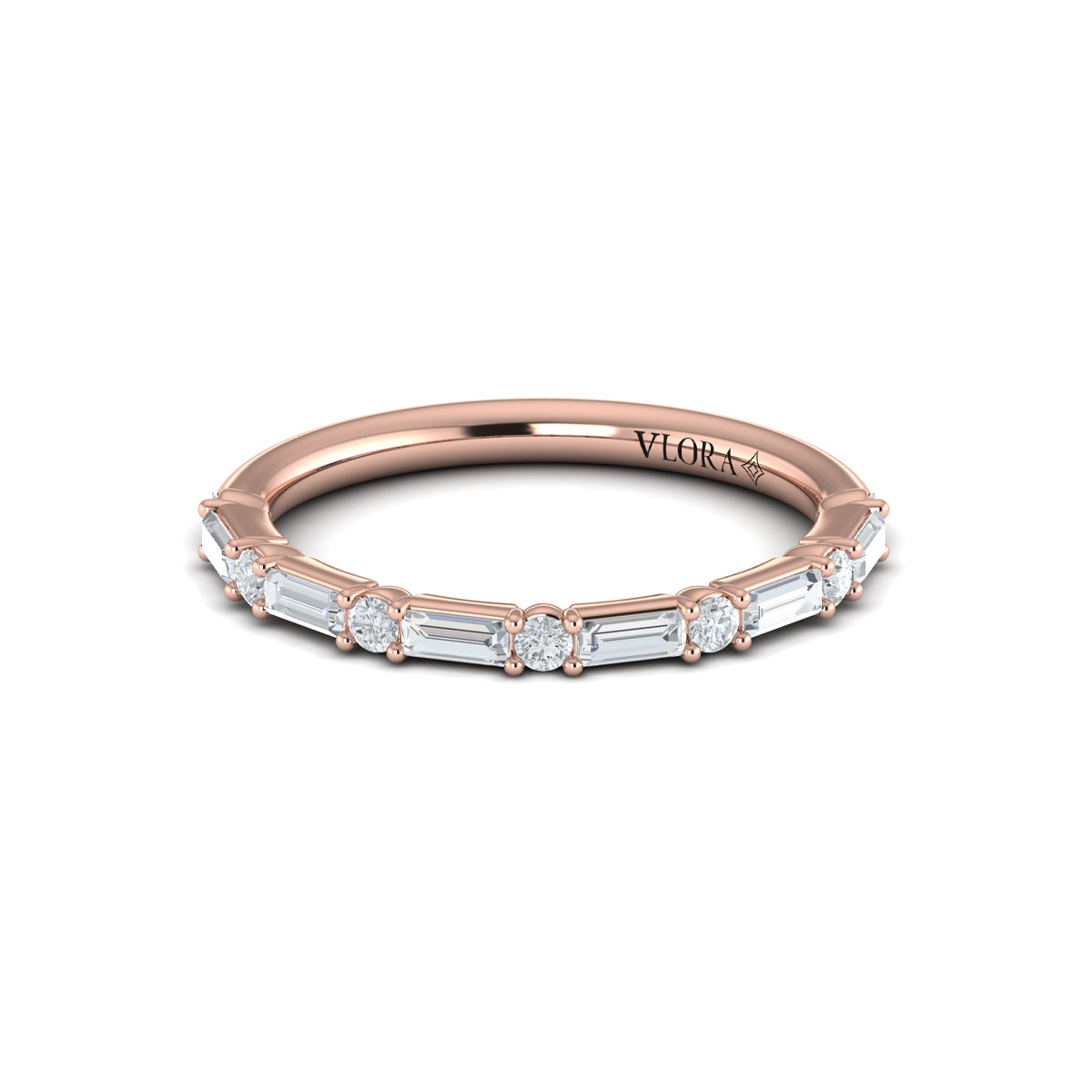 14kt Rose Gold Diamond Womens Matching Wedding Band