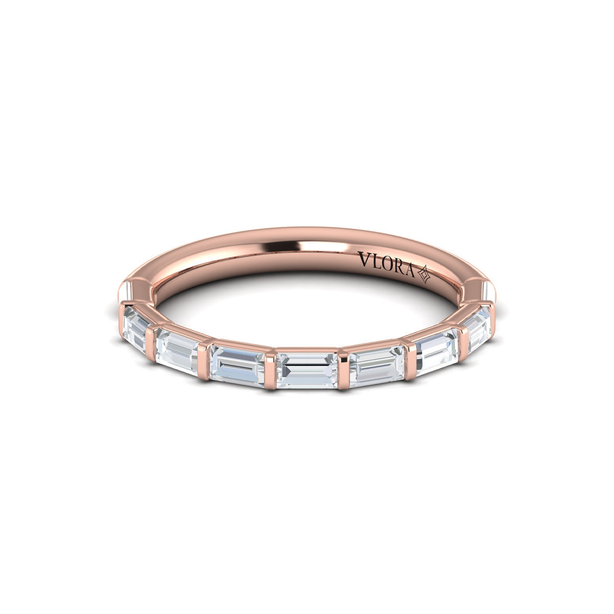18kt Rose Gold Diamond Womens Matching Wedding Band