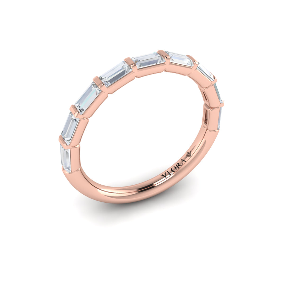 18kt Rose Gold Diamond Womens Matching Wedding Band