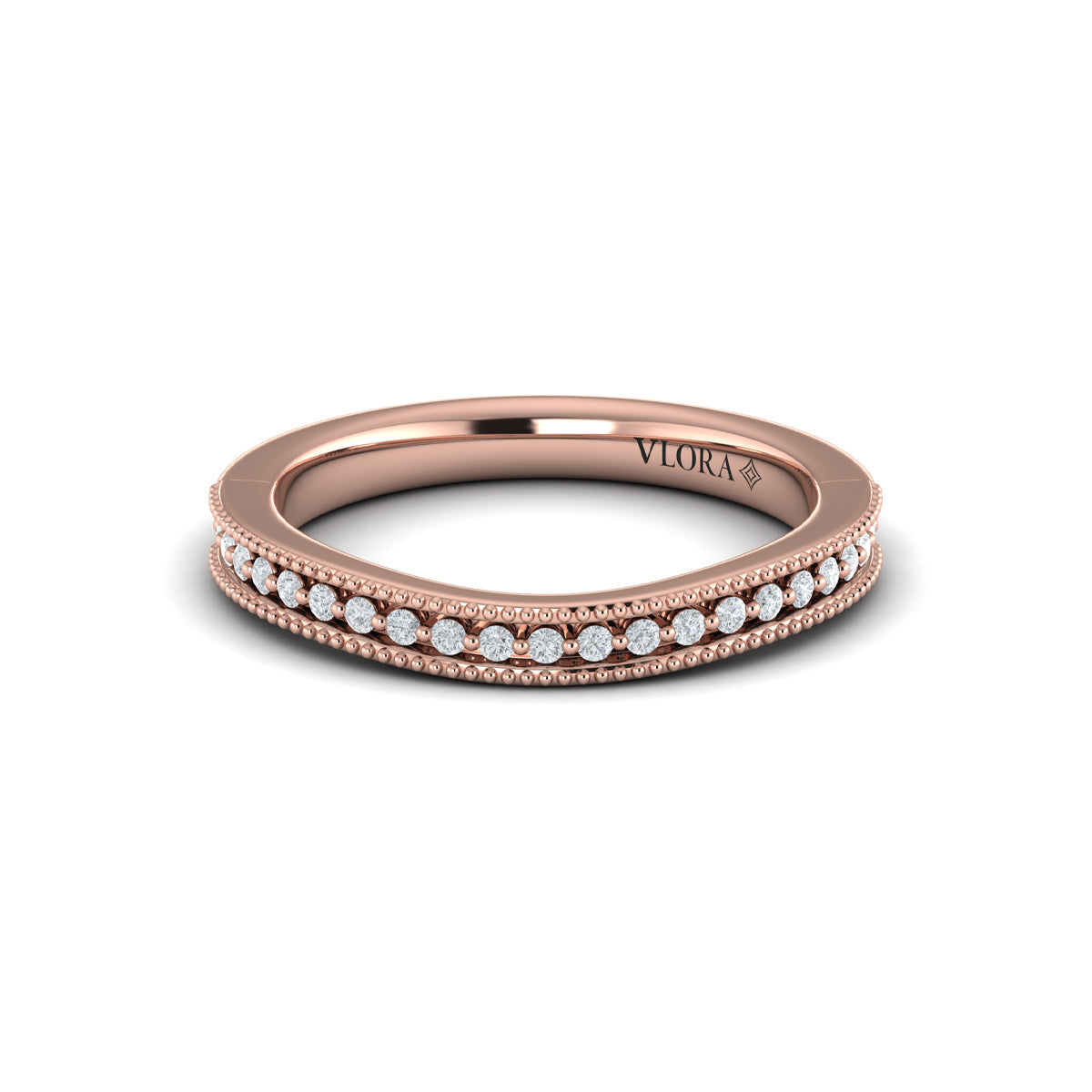 14kt Rose Gold Diamond Womens Matching Wedding Band