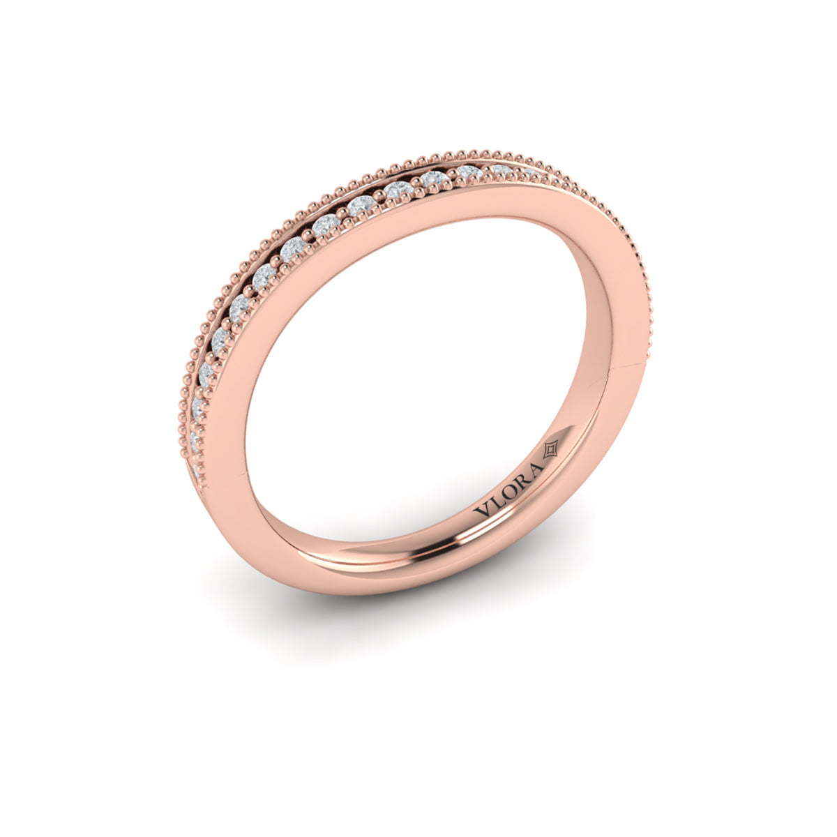 14kt Rose Gold Diamond Womens Matching Wedding Band