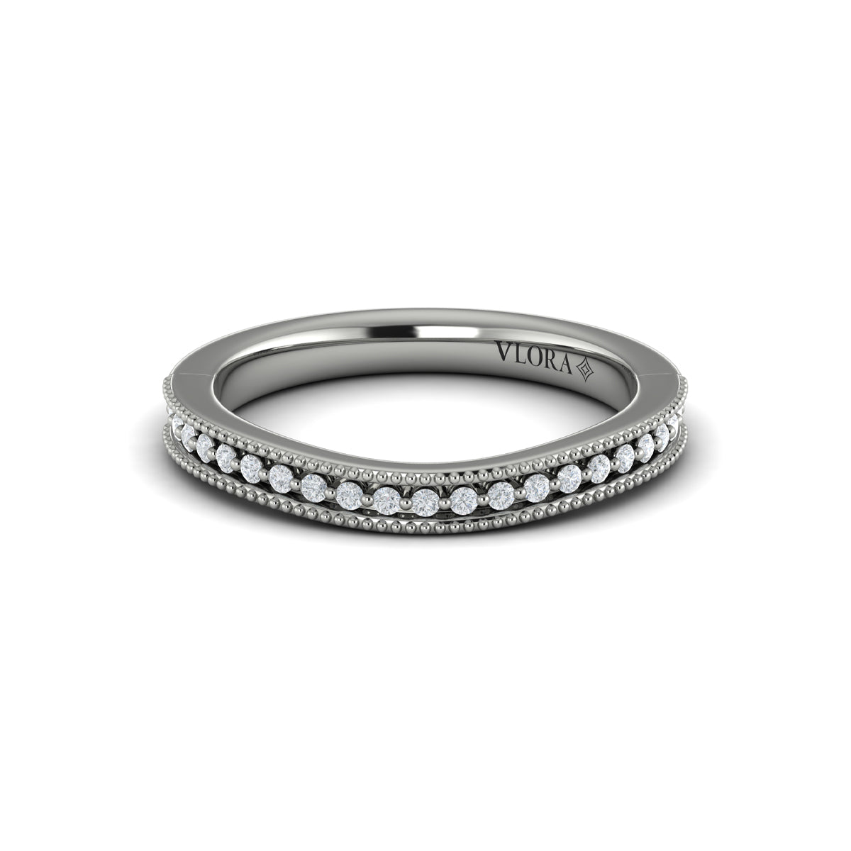 14K White Gold Diamond Womens Matching Wedding Band