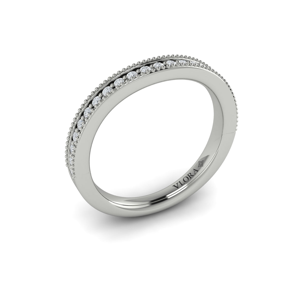 14K White Gold Diamond Womens Matching Wedding Band